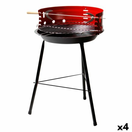 Hordozható grill Aktive Fa Vas 37,5 x 70 x 38,5 cm (4 egység) Piros MOST 77188 HELYETT 38941 Ft-ért!
