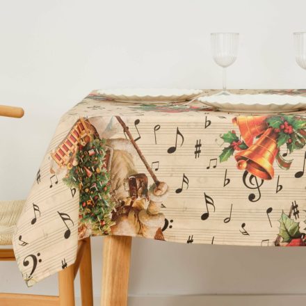 Foltálló gyanta asztalterítő Belum Christmas Sheet Music Fekete Piros Zöld vászonanyag 200 x 150 cm MOST 27758 HELYETT 17362 Ft-ért!